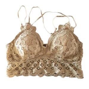 Anemone Lace Bra XXL Crochet Boho Chic Bohemian Stretchy Bralette Beige